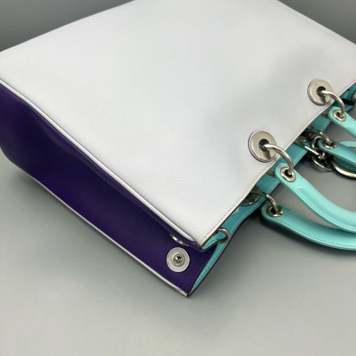 Dior Large Diorissimo Tote Calfskin Purple Baby Blue Light Grey Dior Large Diorissimo Tote Calfskin Purple Baby Blue Light Grey