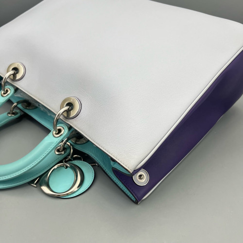 Dior Large Diorissimo Tote Calfskin Purple Baby Blue Light Grey Dior Large Diorissimo Tote Calfskin Purple Baby Blue Light Grey