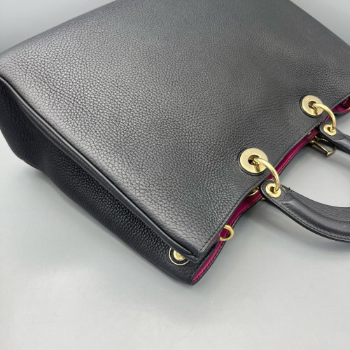 Dior Large Diorissimo Tote Grained Calfskin Black Magenta