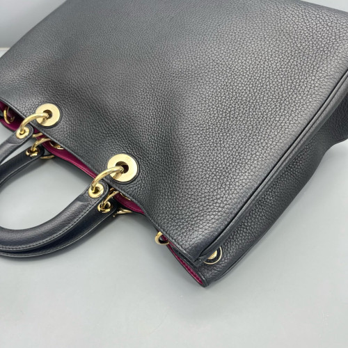 Dior Large Diorissimo Tote Grained Calfskin Black Magenta