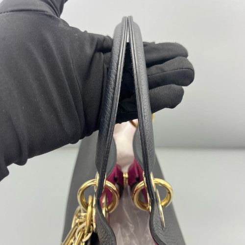 Dior Large Diorissimo Tote Grained Calfskin Black Magenta