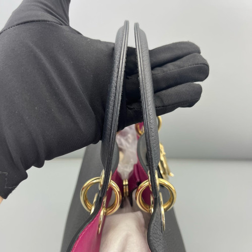 Dior Large Diorissimo Tote Grained Calfskin Black Magenta