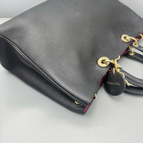 Dior Large Diorissimo Tote Grained Calfskin Black Magenta
