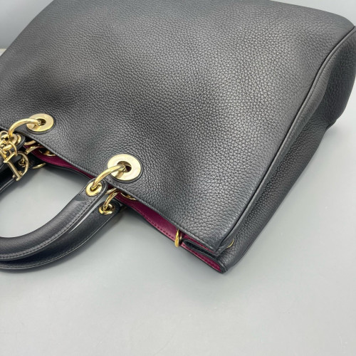 Dior Large Diorissimo Tote Grained Calfskin Black Magenta