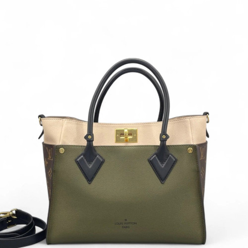 Louis Vuitton On My Side MM Monogram Calfskin Beige Black Brown