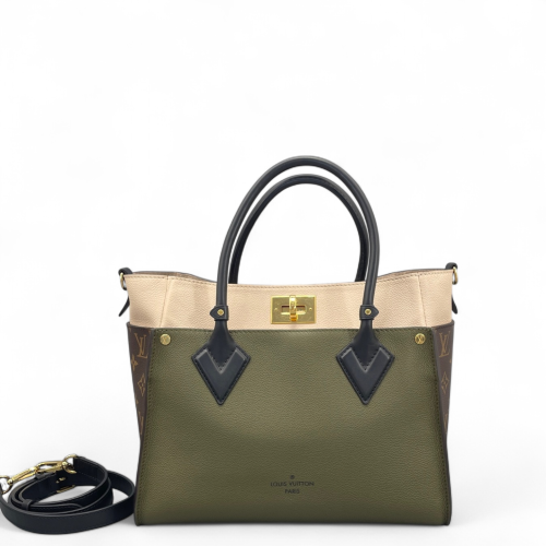 Louis Vuitton On My Side MM Monogram Calfskin Beige Black Brown
