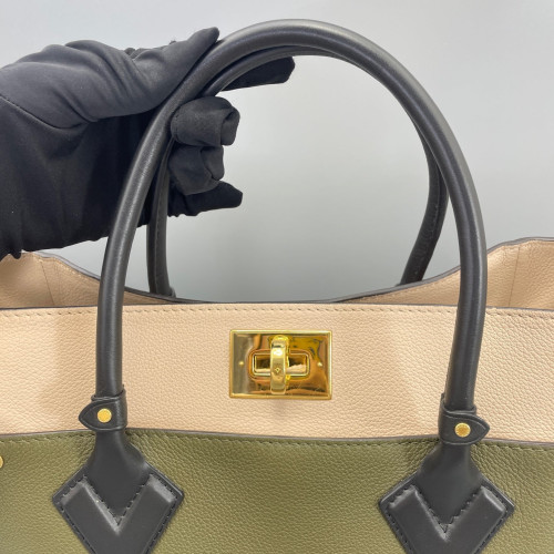 Louis Vuitton On My Side MM Monogram Calfskin Beige Black Brown