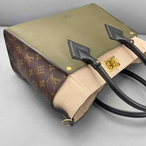 Louis Vuitton On My Side MM Monogram Calfskin Beige Black Brown