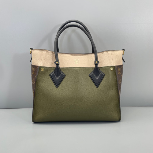 Louis Vuitton On My Side MM Monogram Calfskin Beige Black Brown