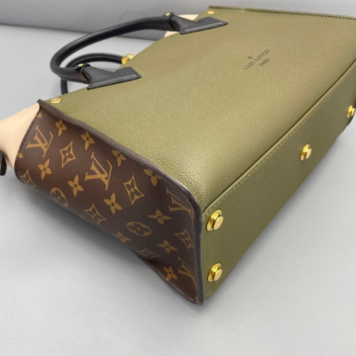 Louis Vuitton On My Side MM Monogram Calfskin Beige Black Brown