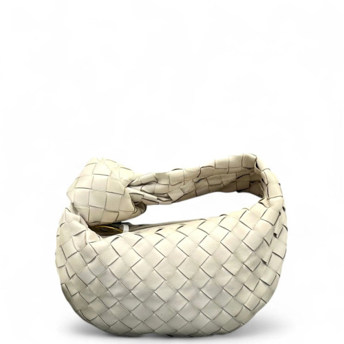 Bottega Veneta Mini Jodie Calfskin Intrecciato White