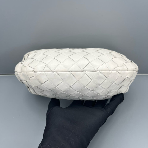 Bottega Veneta Mini Jodie Calfskin Intrecciato White