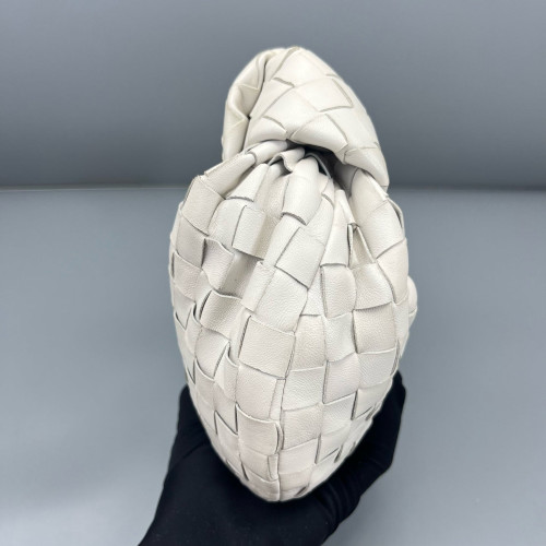 Bottega Veneta Mini Jodie Calfskin Intrecciato White