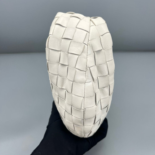 Bottega Veneta Mini Jodie Calfskin Intrecciato White