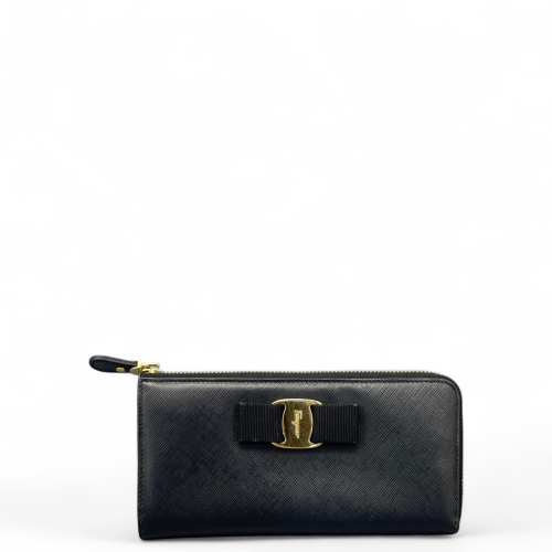 Salvatore Ferragamo Continental Wallet Saffiano Calfskin Black Salvatore Ferragamo Continental Wallet Saffiano Calfskin Black