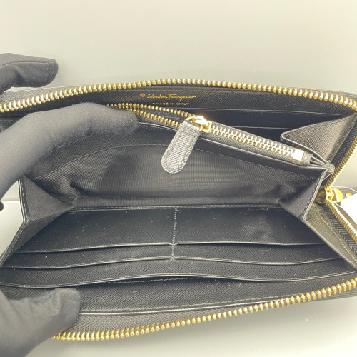 Salvatore Ferragamo Continental Wallet Saffiano Calfskin Black Salvatore Ferragamo Continental Wallet Saffiano Calfskin Black