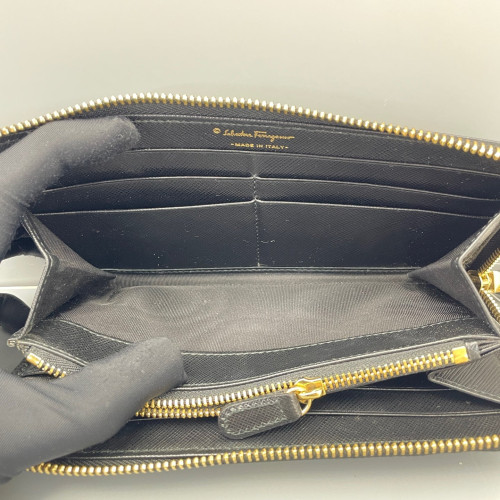 Salvatore Ferragamo Continental Wallet Saffiano Calfskin Black Salvatore Ferragamo Continental Wallet Saffiano Calfskin Black