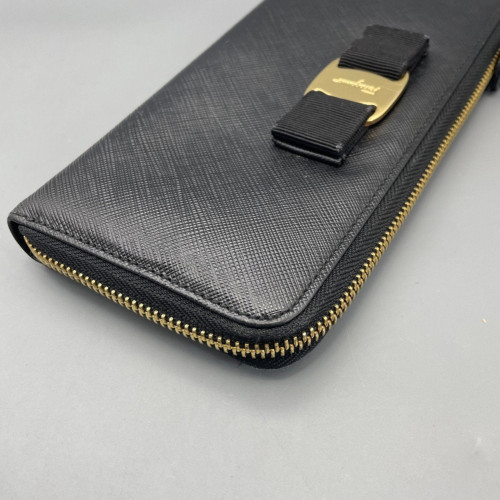 Salvatore Ferragamo Continental Wallet Saffiano Calfskin Black Salvatore Ferragamo Continental Wallet Saffiano Calfskin Black