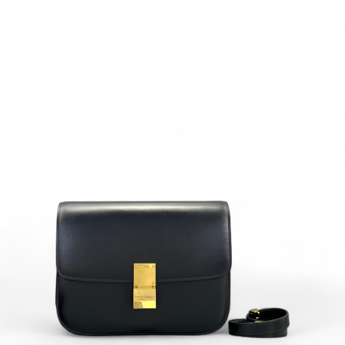 Celine Medium Classic Box Shiny Calfskin Black