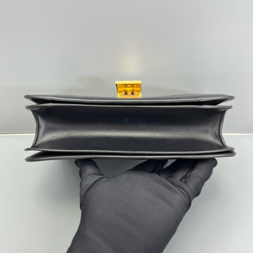 Celine Medium Classic Box Shiny Calfskin Black