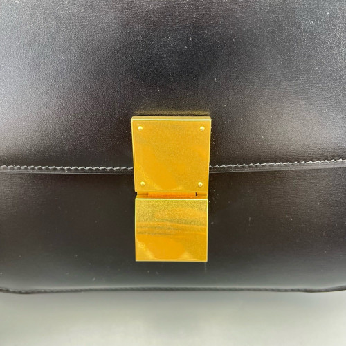 Celine Medium Classic Box Shiny Calfskin Black