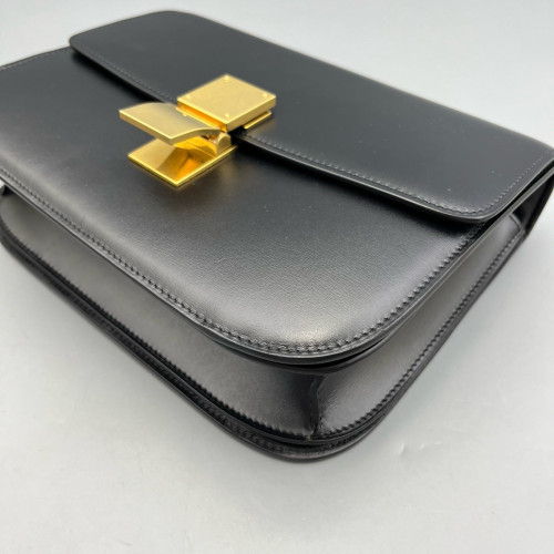 Celine Medium Classic Box Shiny Calfskin Black