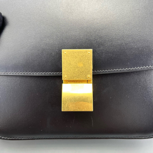 Celine Medium Classic Box Shiny Calfskin Black