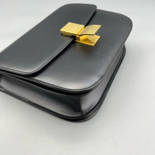 Celine Medium Classic Box Shiny Calfskin Black