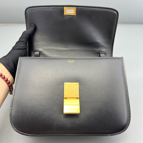 Celine Medium Classic Box Shiny Calfskin Black