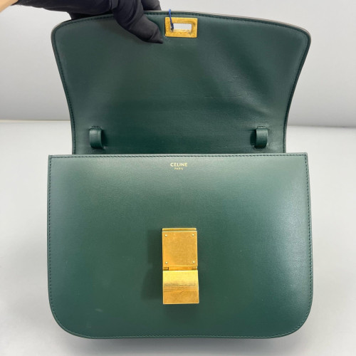 Celine Medium Classic Box Smooth Calfskin Dark Green