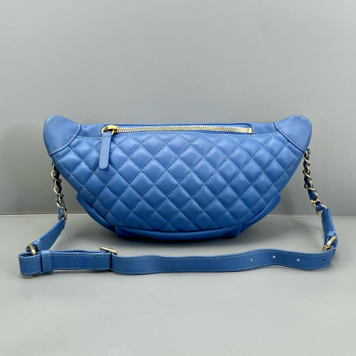Chanel Quilted Waist Bag Lambskin Blue