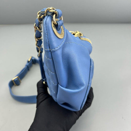 Chanel Quilted Waist Bag Lambskin Blue