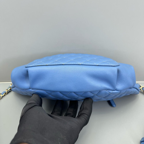 Chanel Quilted Waist Bag Lambskin Blue