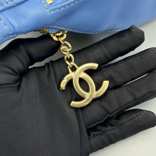 Chanel Quilted Waist Bag Lambskin Blue