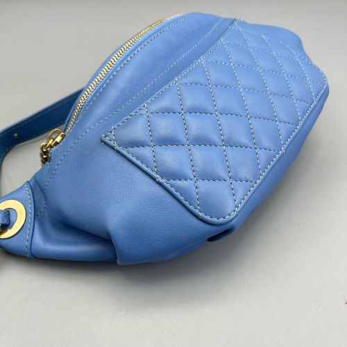 Chanel Quilted Waist Bag Lambskin Blue