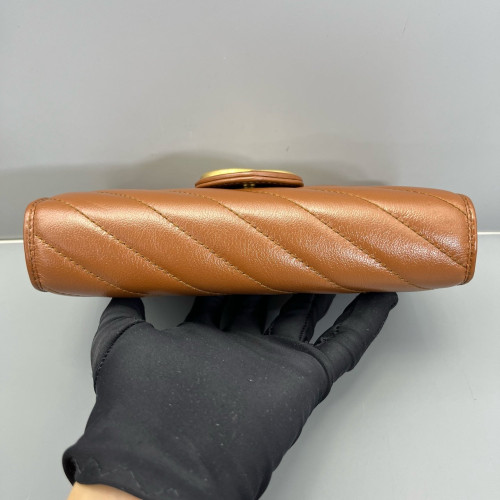 Gucci Matelasse GG Marmont Chain Wallet Calfskin Tan Gucci Matelasse GG Marmont Chain Wallet Calfskin Tan