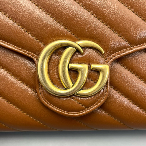 Gucci Matelasse GG Marmont Chain Wallet Calfskin Tan Gucci Matelasse GG Marmont Chain Wallet Calfskin Tan