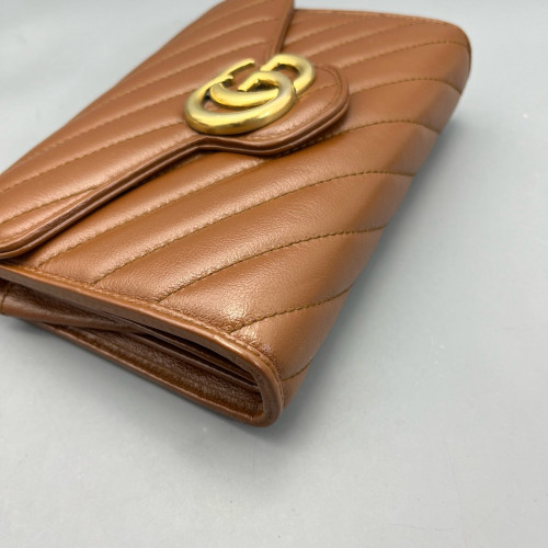 Gucci Matelasse GG Marmont Chain Wallet Calfskin Tan Gucci Matelasse GG Marmont Chain Wallet Calfskin Tan