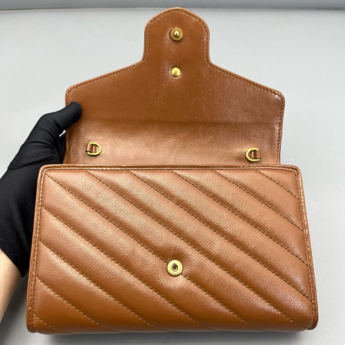 Gucci Matelasse GG Marmont Chain Wallet Calfskin Tan Gucci Matelasse GG Marmont Chain Wallet Calfskin Tan