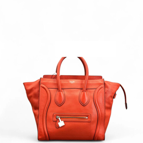 Celine Medium Luggage Phantom Grained Calfskin Red Orange