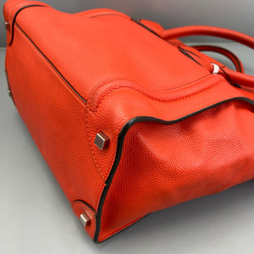 Celine Medium Luggage Phantom Grained Calfskin Red Orange
