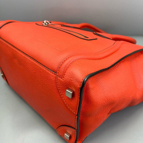 Celine Medium Luggage Phantom Grained Calfskin Red Orange