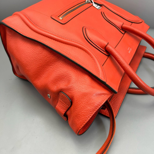 Celine Medium Luggage Phantom Grained Calfskin Red Orange