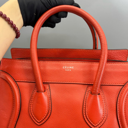Celine Medium Luggage Phantom Grained Calfskin Red Orange