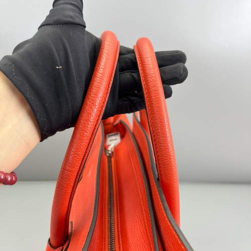 Celine Medium Luggage Phantom Grained Calfskin Red Orange