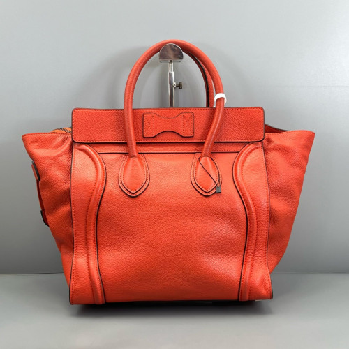 Celine Medium Luggage Phantom Grained Calfskin Red Orange