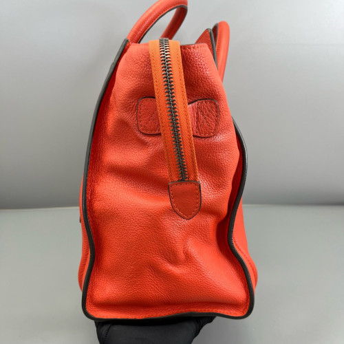 Celine Medium Luggage Phantom Grained Calfskin Red Orange