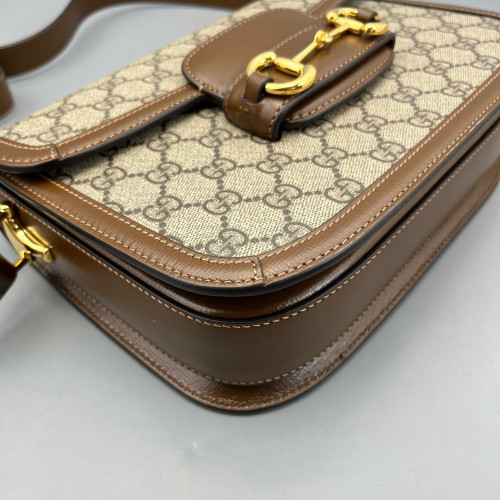 Gucci Medium Horsebit 1955 GG Supreme Monogram Tan Beige