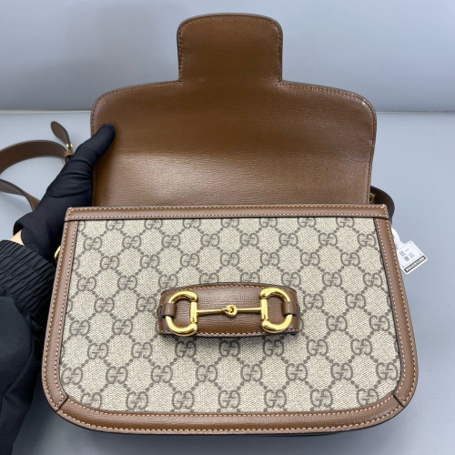 Gucci Medium Horsebit 1955 GG Supreme Monogram Tan Beige