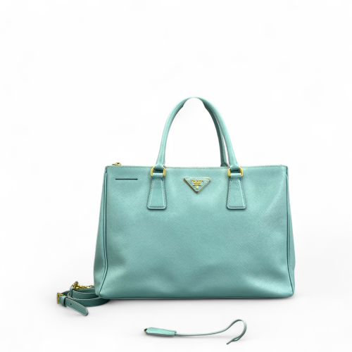 Prada Medium Galleria Double Zip Tote Saffiano Calfskin Light Blue Prada Medium Galleria Double Zip Tote Saffiano Calfskin Light Blue